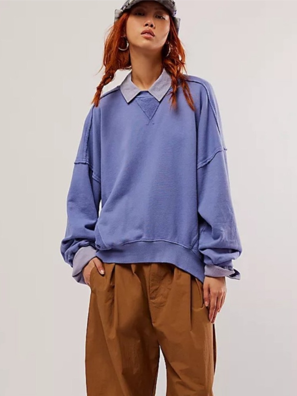 Free People 100% cotton Otis Pullover in Prep Peri